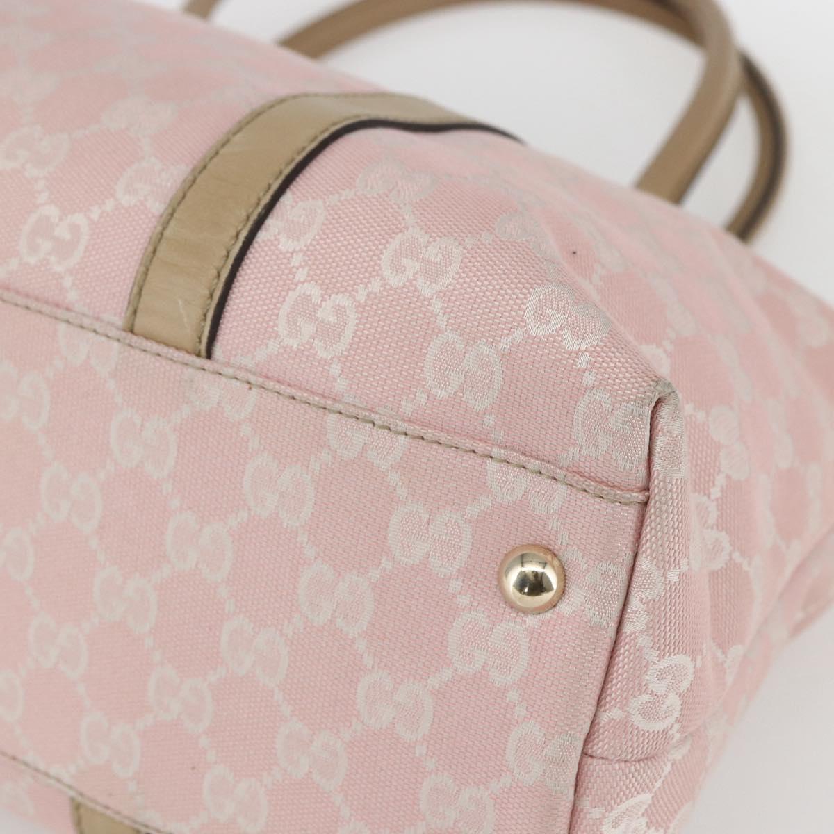 GUCCI GG Canvas Tote Bag Pink Gold Auth 158451