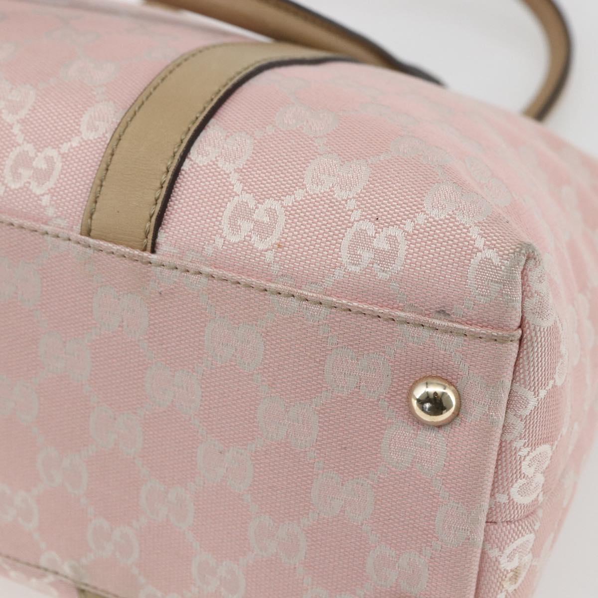 GUCCI GG Canvas Tote Bag Pink Gold Auth 158451