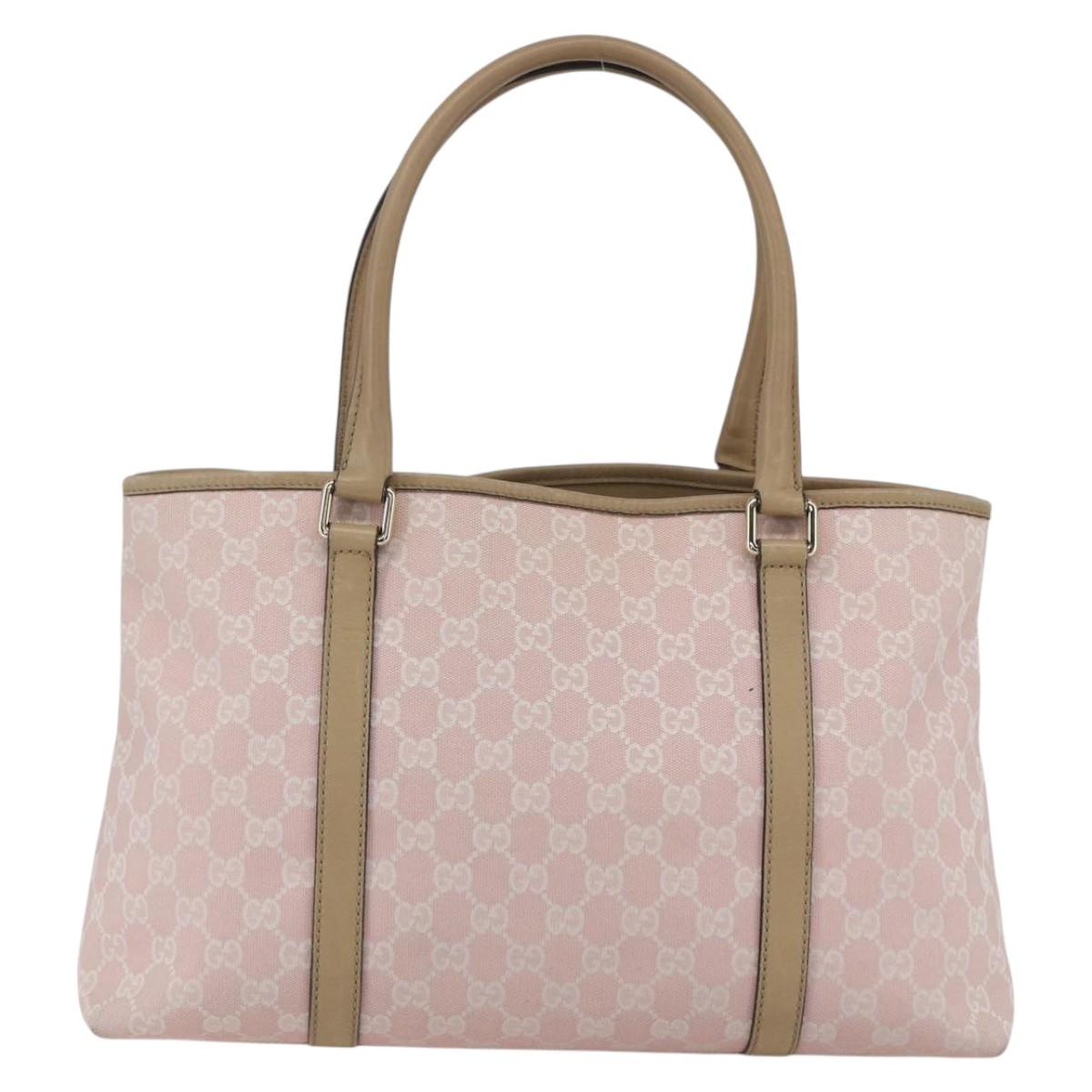 GUCCI GG Canvas Tote Bag Pink Gold Auth 158451