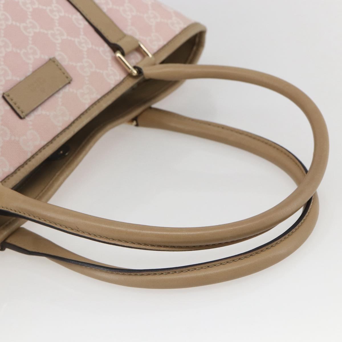 GUCCI GG Canvas Tote Bag Pink Gold Auth 158451