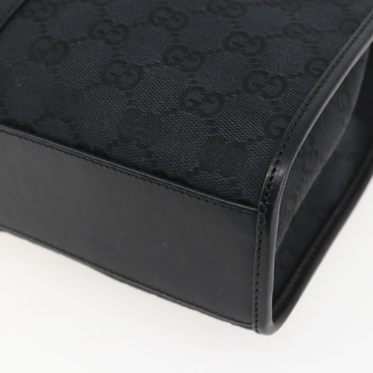 GUCCI GG Canvas Jackie Hand Bag Black Silver 002 1065 Auth 158453A