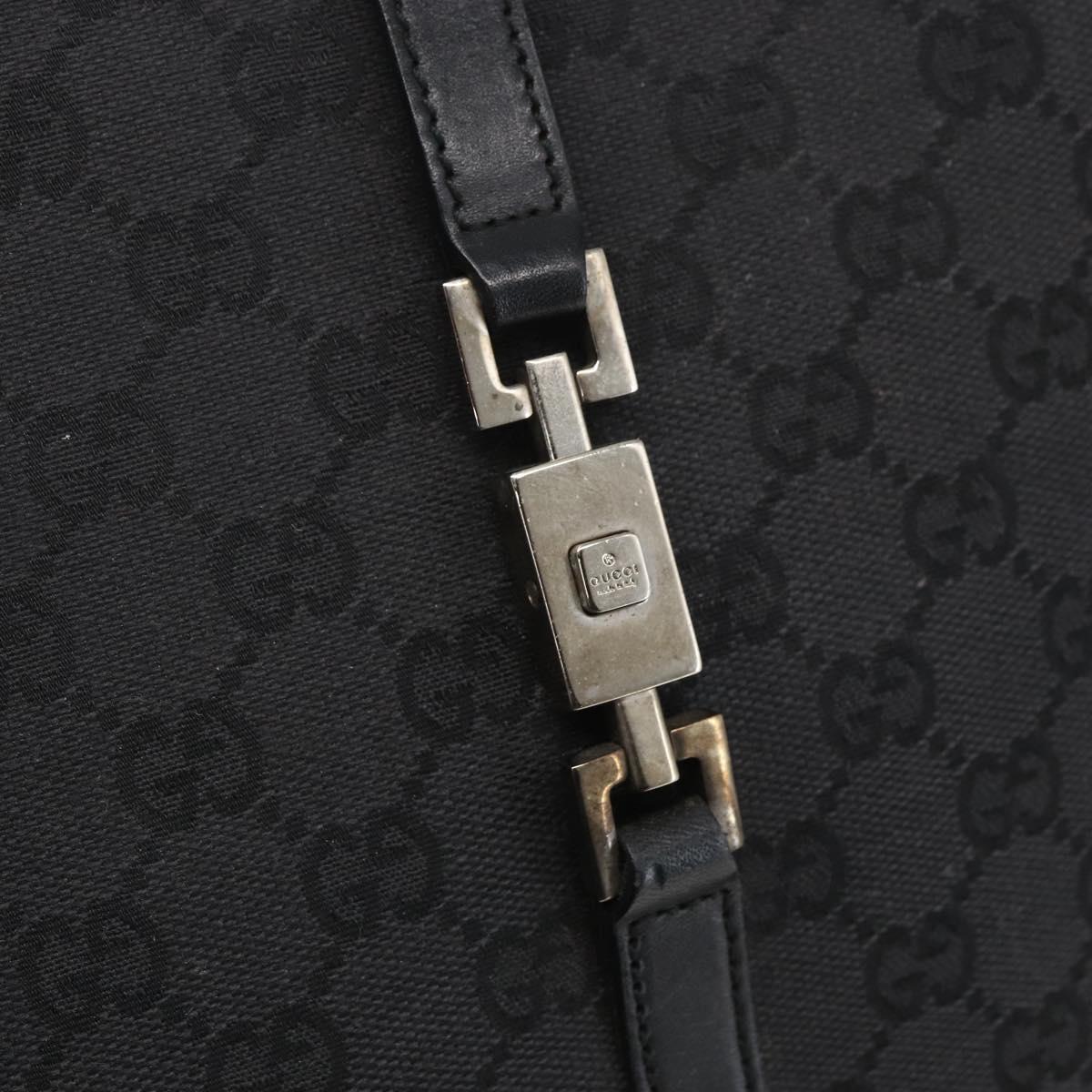 GUCCI GG Canvas Jackie Hand Bag Black Silver 002 1065 Auth 158453A