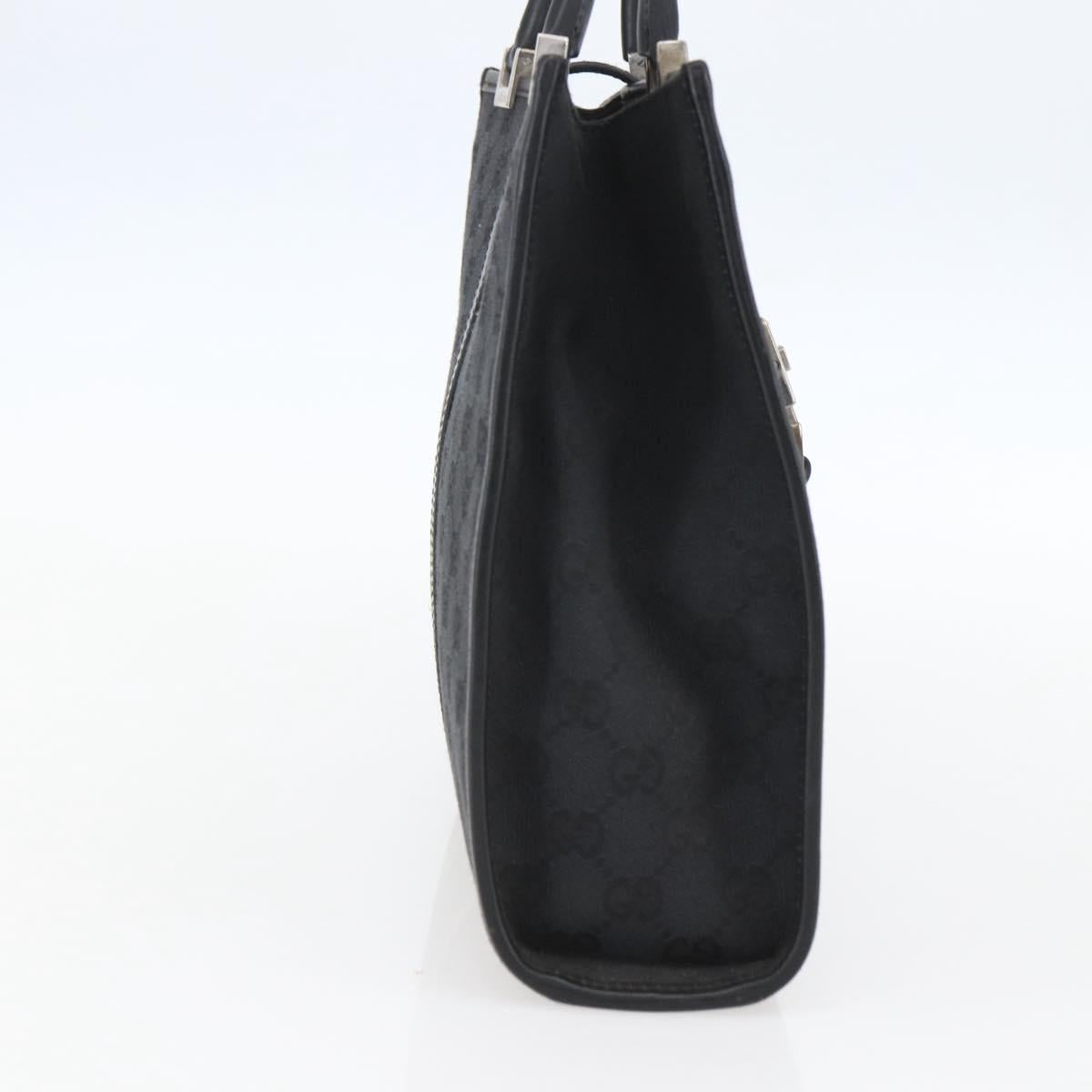 GUCCI GG Canvas Jackie Hand Bag Black Silver 002 1065 Auth 158453A