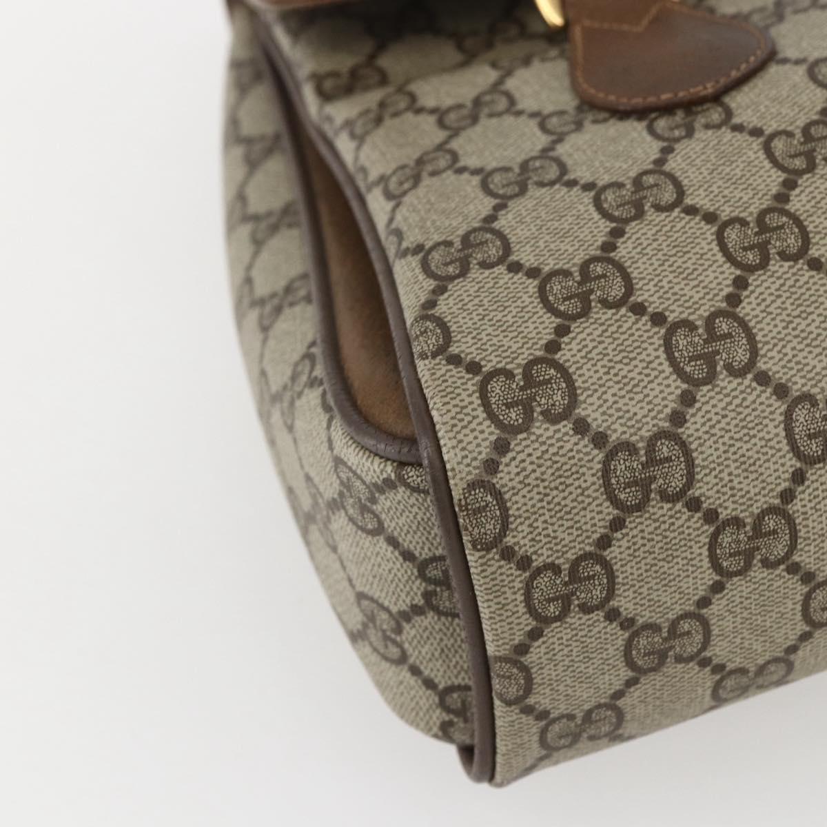 GUCCI GG Supreme Hand Bag PVC Beige Gold 116 02 080 Auth 158457