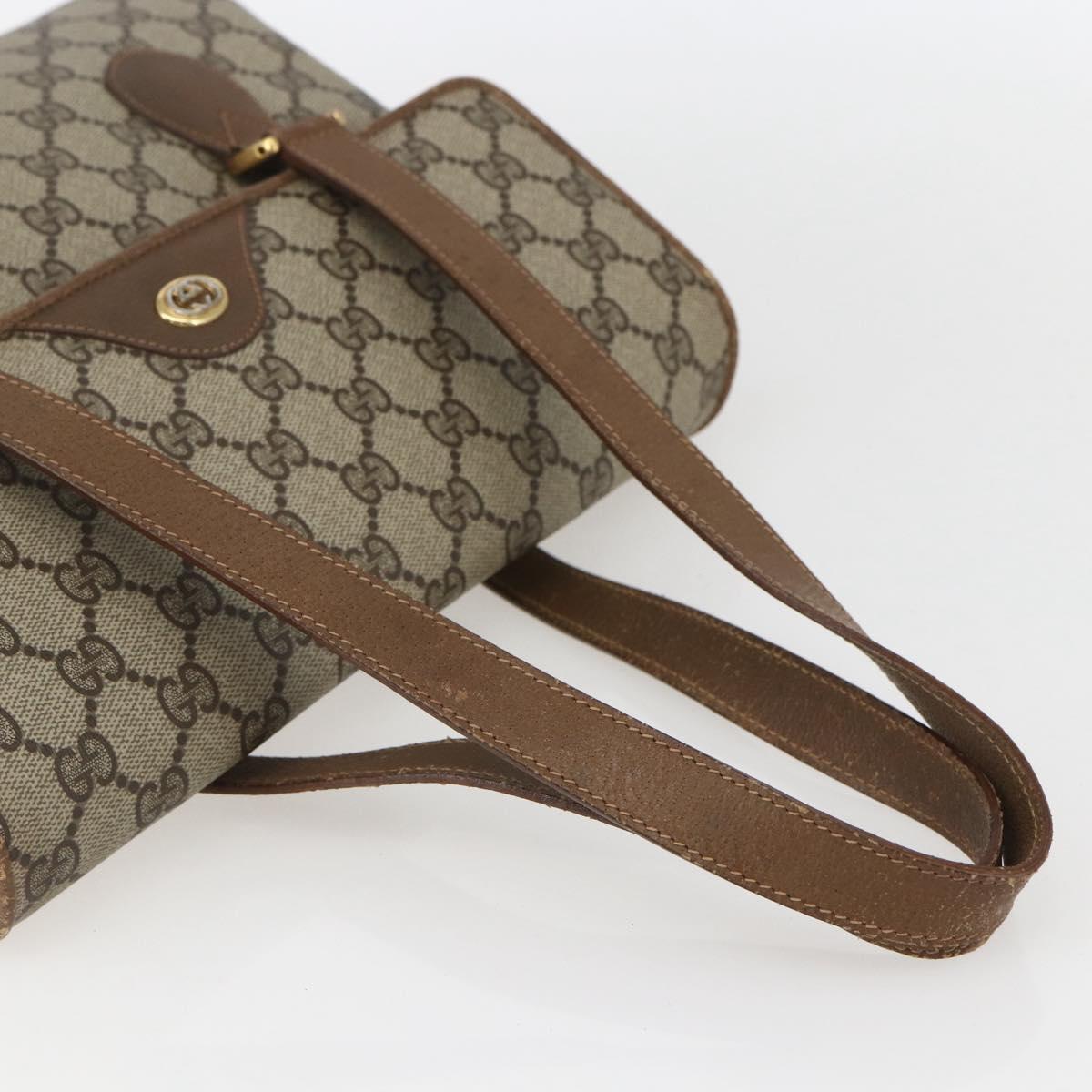 GUCCI GG Supreme Hand Bag PVC Beige Gold 116 02 080 Auth 158457