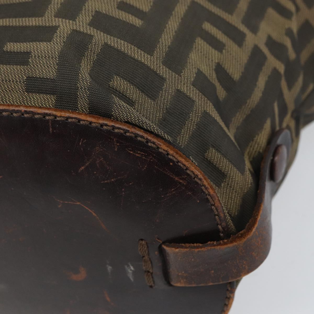 FENDI Zucca Canvas Hand Bag Black Brown Auth 158459