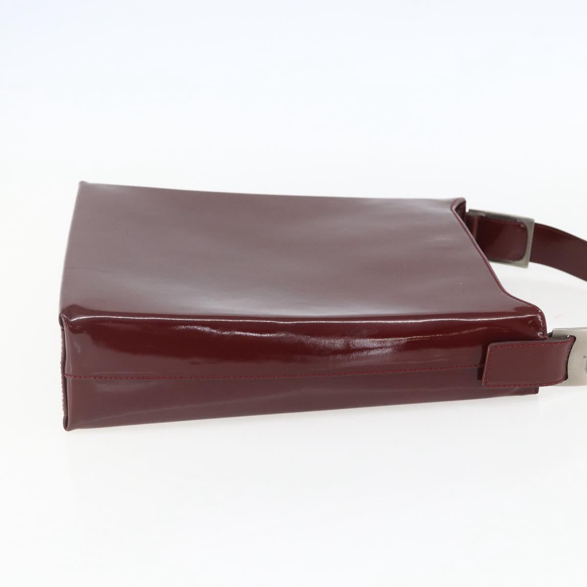 Salvatore Ferragamo Vala Shoulder Bag Patent leather Red Silver Auth 158462