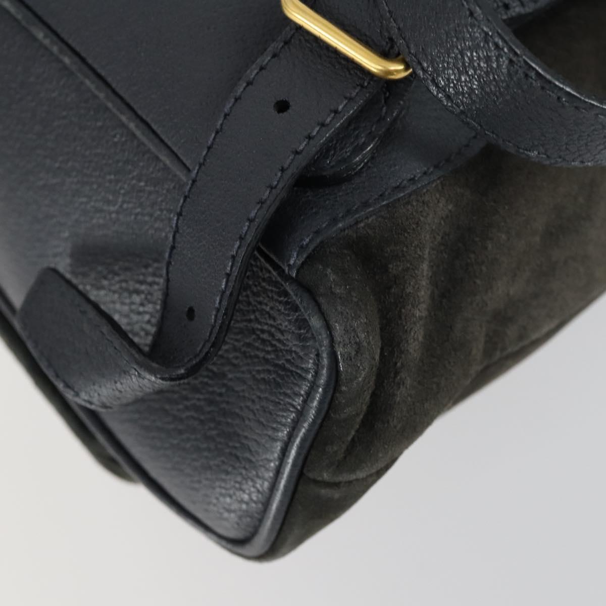 GUCCI Bamboo Backpack Suede Navy Gold 003 1705 0030 Auth 158464