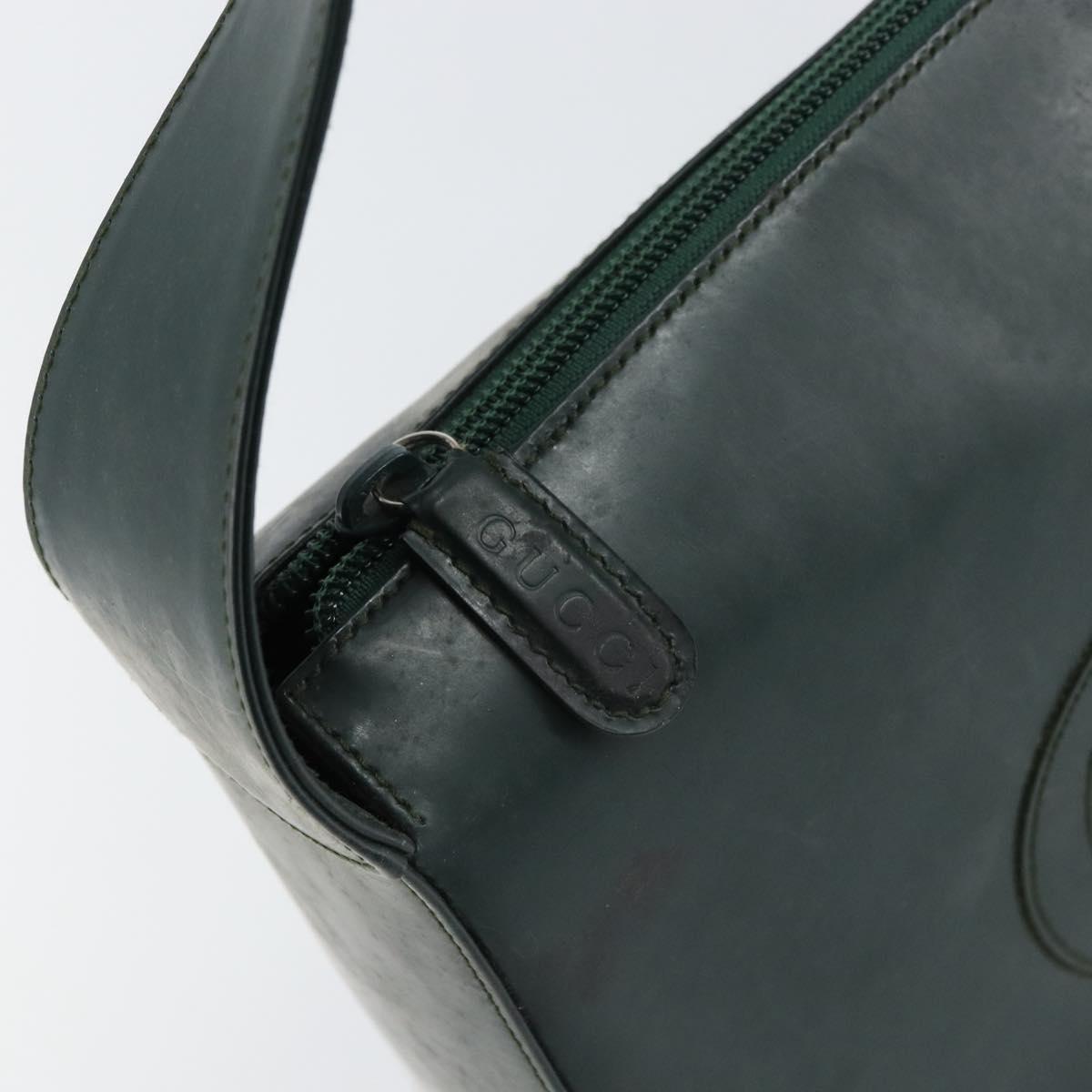GUCCI Shoulder Bag Enamel Green Silver Auth 158465