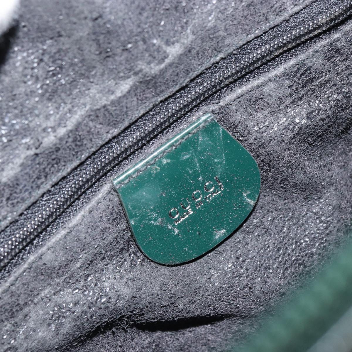 GUCCI Shoulder Bag Enamel Green Silver Auth 158465