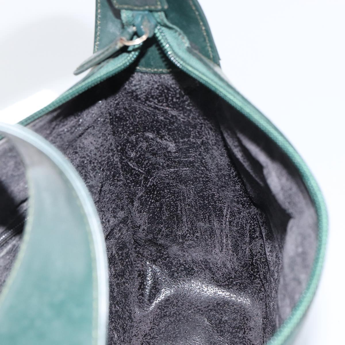 GUCCI Shoulder Bag Enamel Green Silver Auth 158465