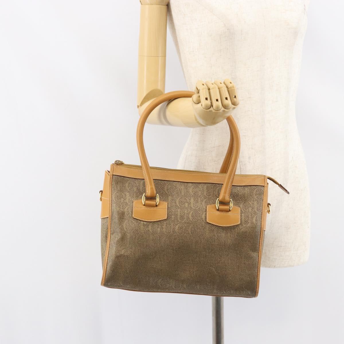 GUCCI Hand Bag Leather Beige Gold 002 58 0219 Auth 158470