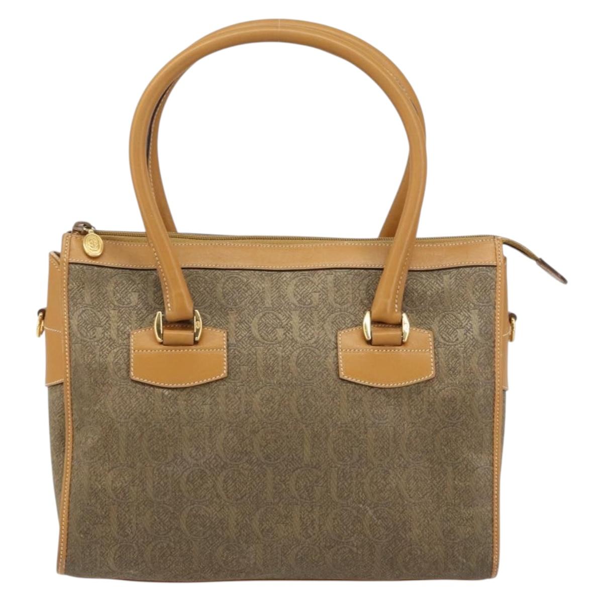 GUCCI Hand Bag Leather Beige Gold 002 58 0219 Auth 158470