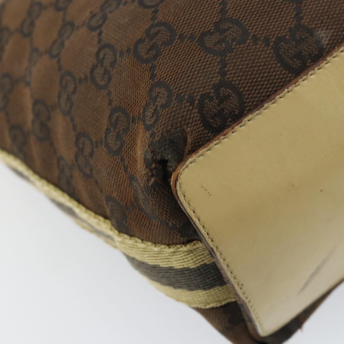 GUCCI GG Canvas Tote Bag Beige Gold 31244 Auth 158476