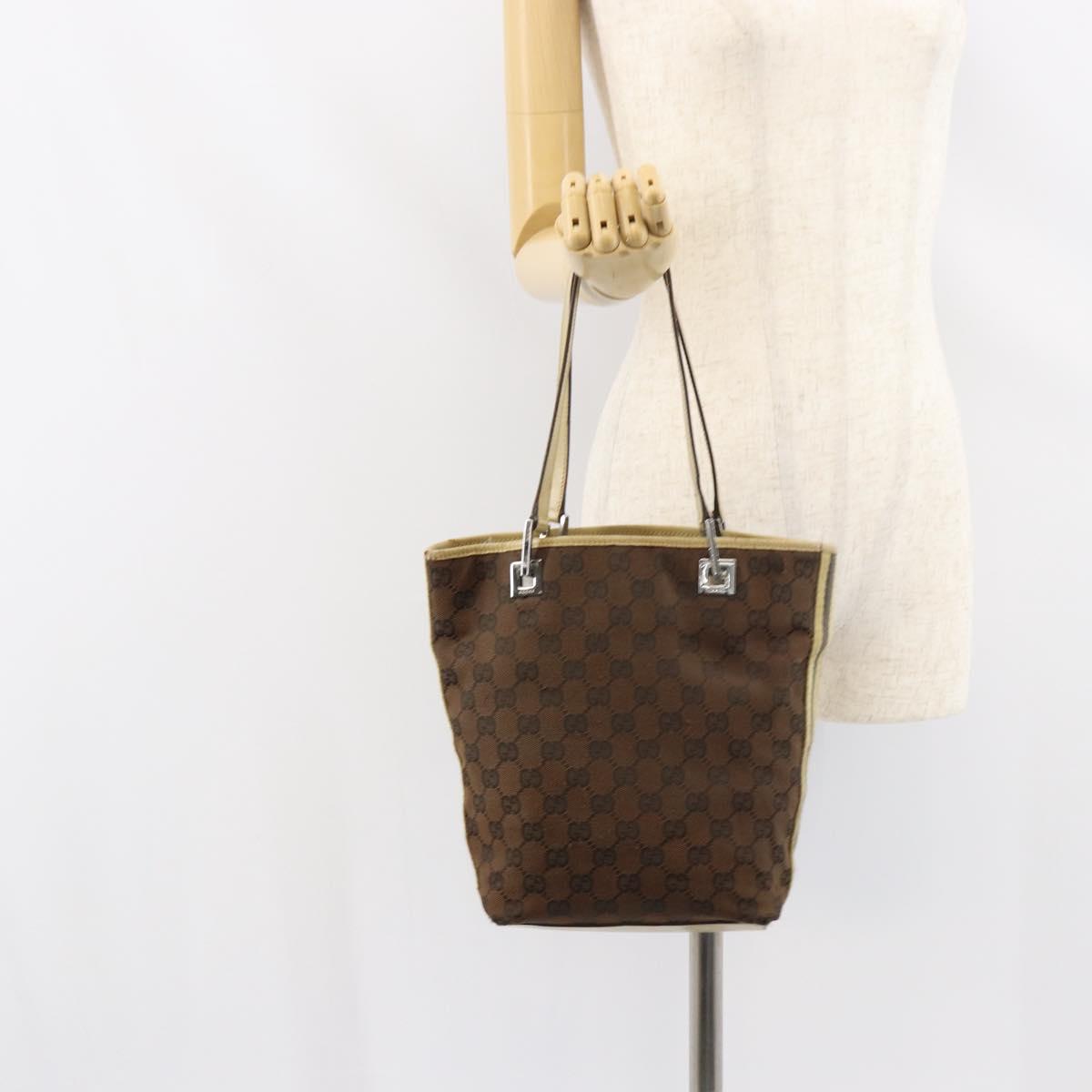 GUCCI GG Canvas Tote Bag Beige Gold 31244 Auth 158476