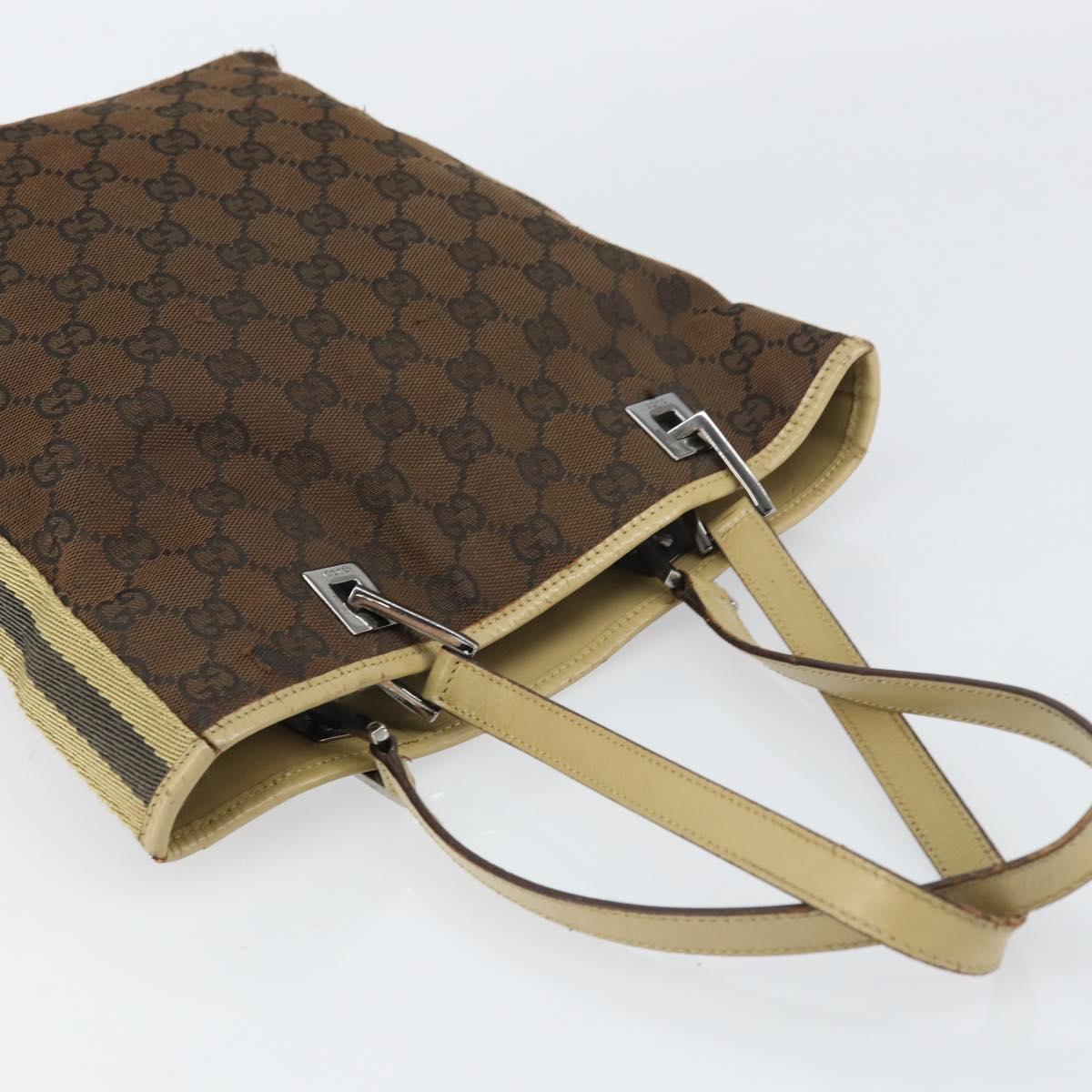 GUCCI GG Canvas Tote Bag Beige Gold 31244 Auth 158476