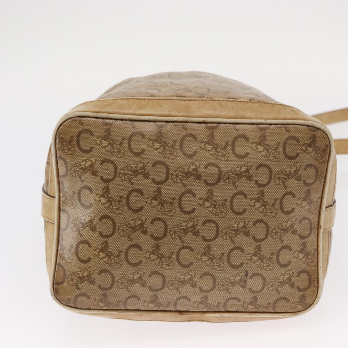 CELINE C Sulky Shoulder Bag PVC Beige Gold Auth 158480