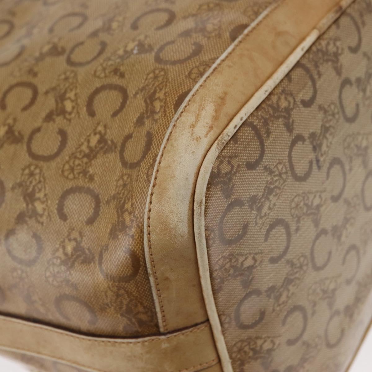 CELINE C Sulky Shoulder Bag PVC Beige Gold Auth 158480