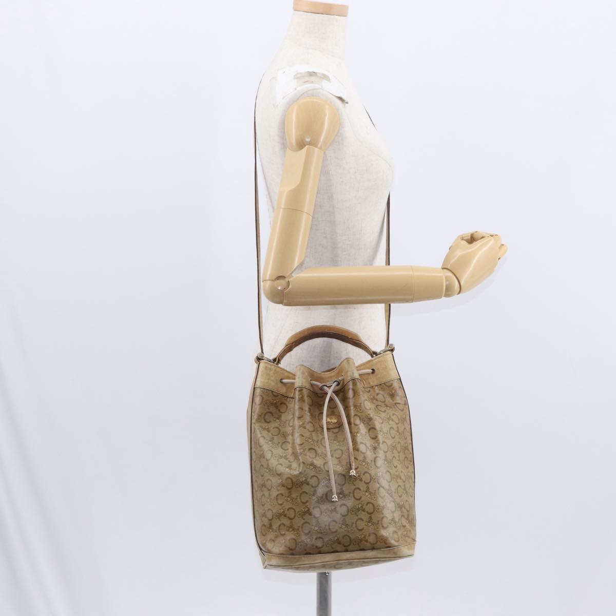 CELINE C Sulky Shoulder Bag PVC Beige Gold Auth 158480