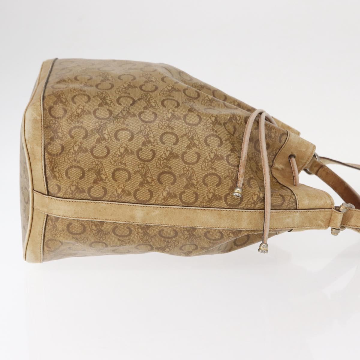 CELINE C Sulky Shoulder Bag PVC Beige Gold Auth 158480