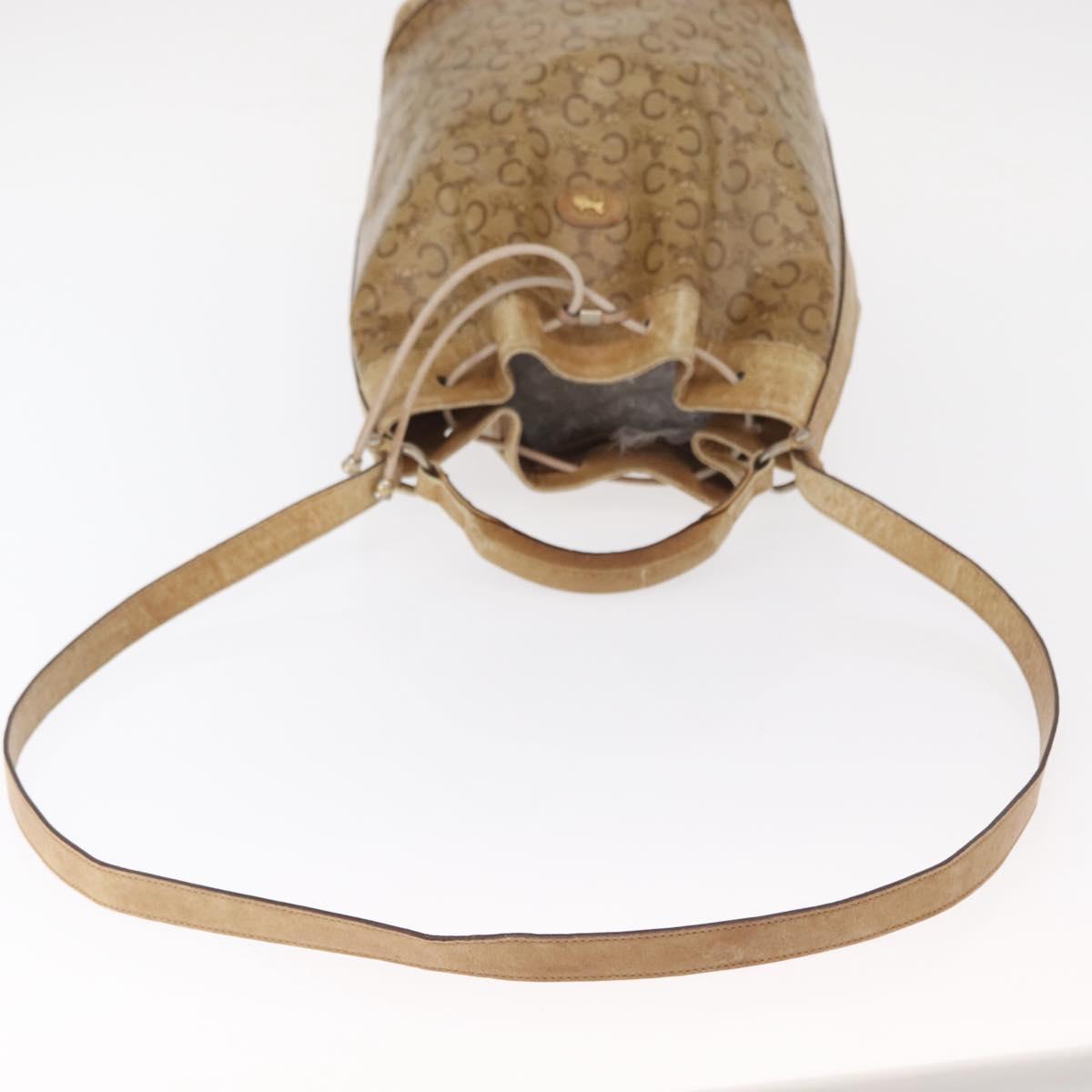 CELINE C Sulky Shoulder Bag PVC Beige Gold Auth 158480