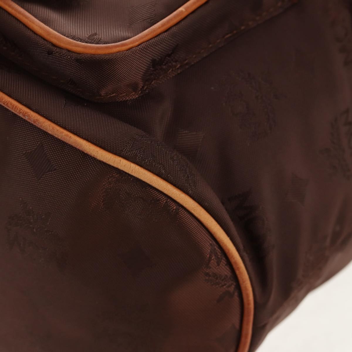 MCM Logogram Vicetos Backpack Nylon Brown Gold Auth 158482