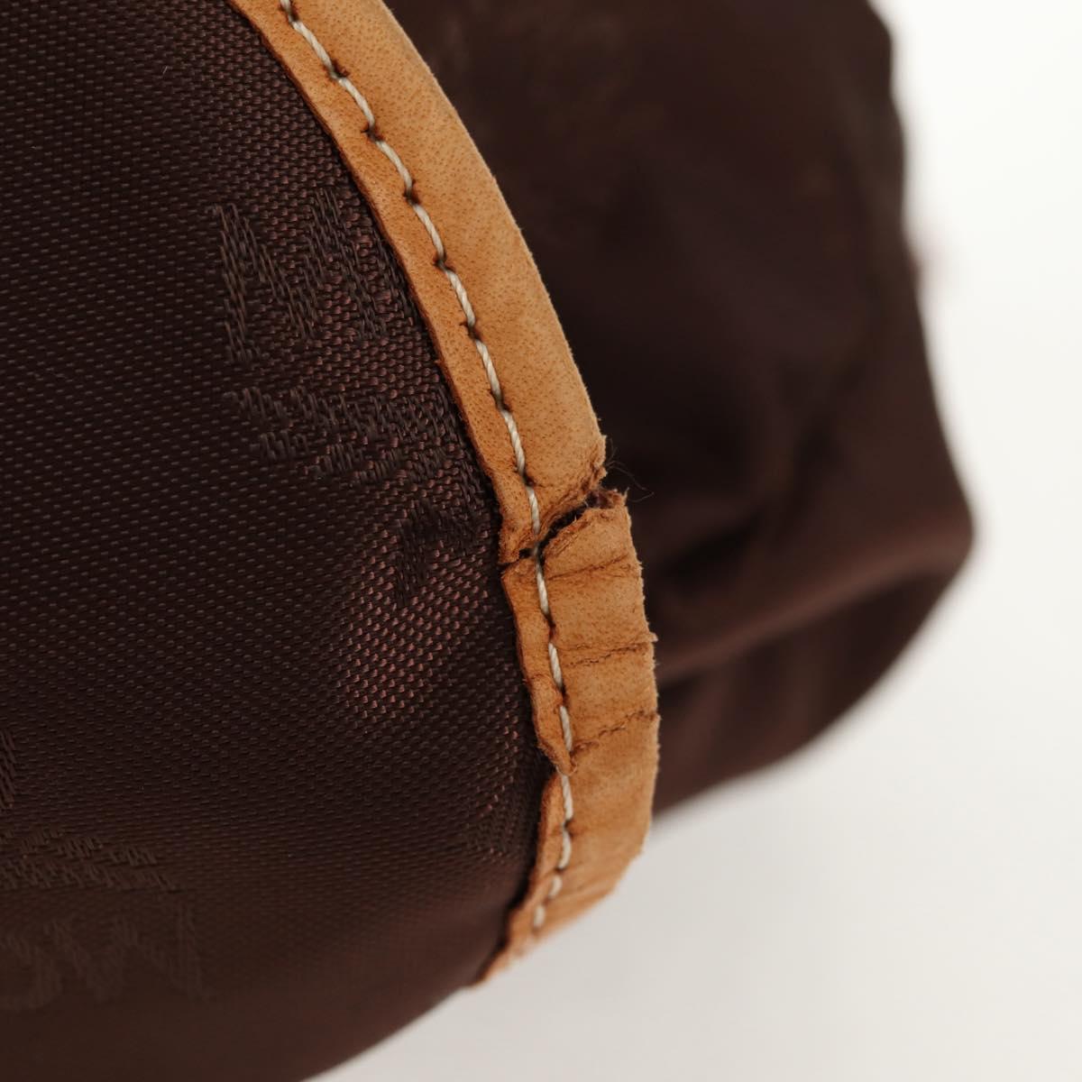 MCM Logogram Vicetos Backpack Nylon Brown Gold Auth 158482