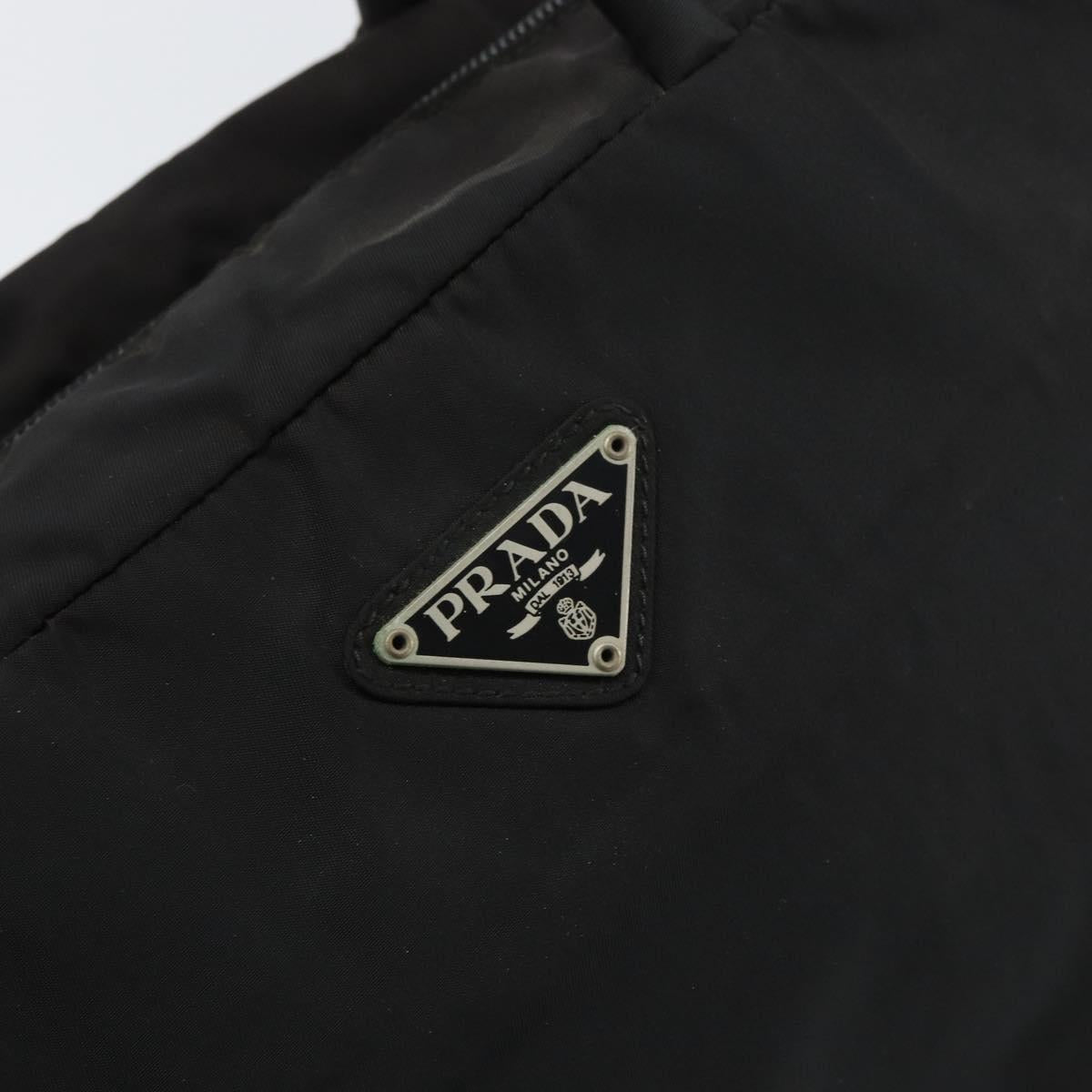 PRADA Hand Bag Nylon Black Silver Auth 158483
