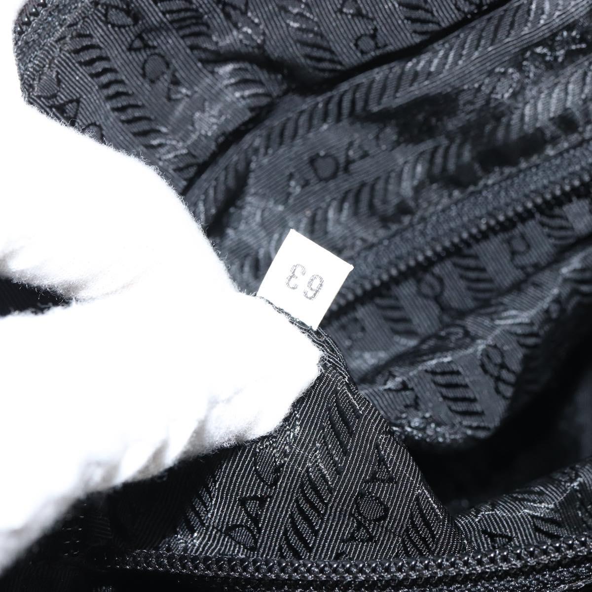 PRADA Hand Bag Nylon Black Silver Auth 158483