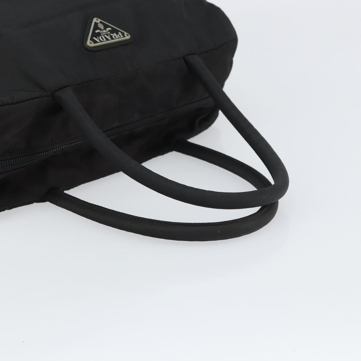 PRADA Hand Bag Nylon Black Silver Auth 158483