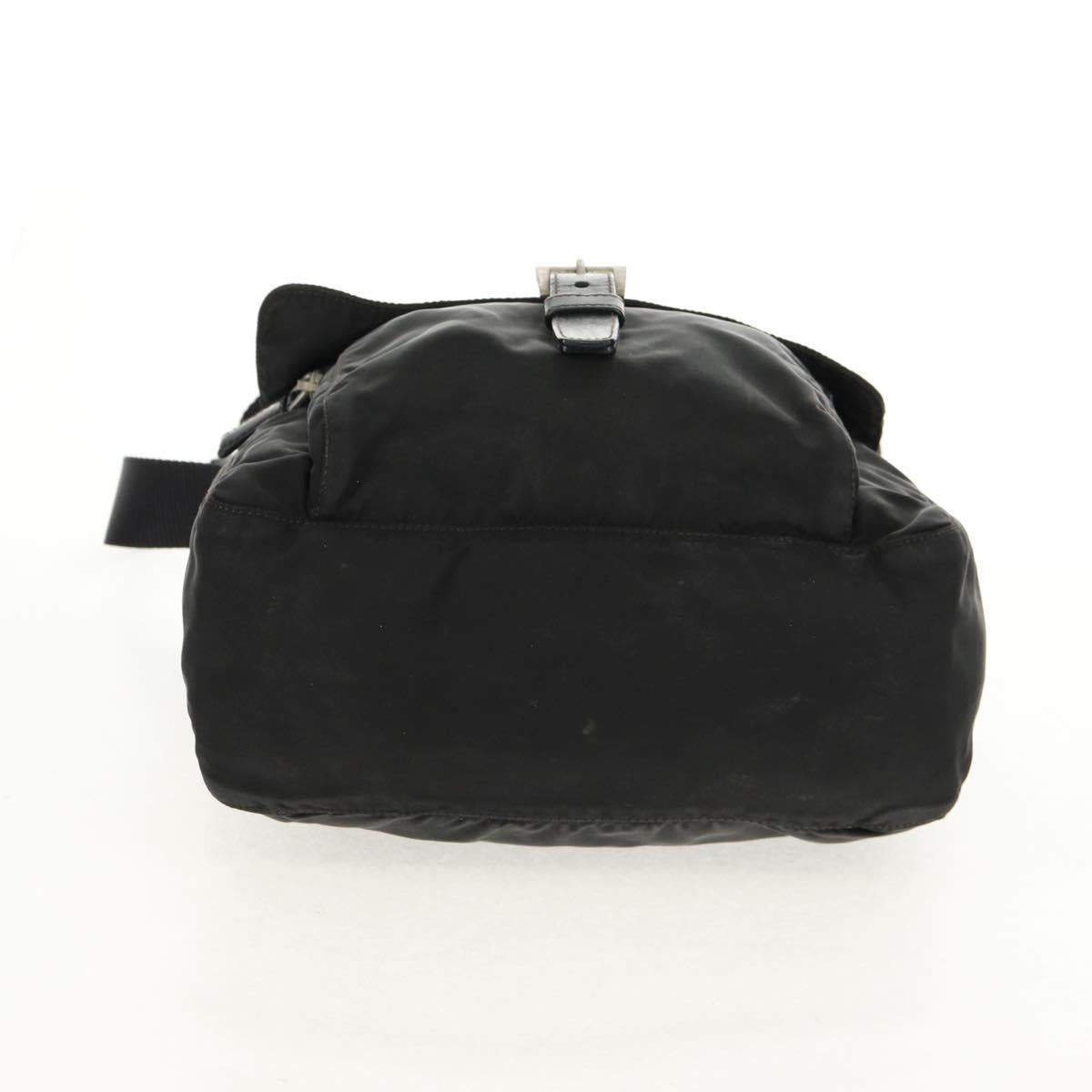 PRADA Shoulder Bag Nylon Silver Black Auth 158486
