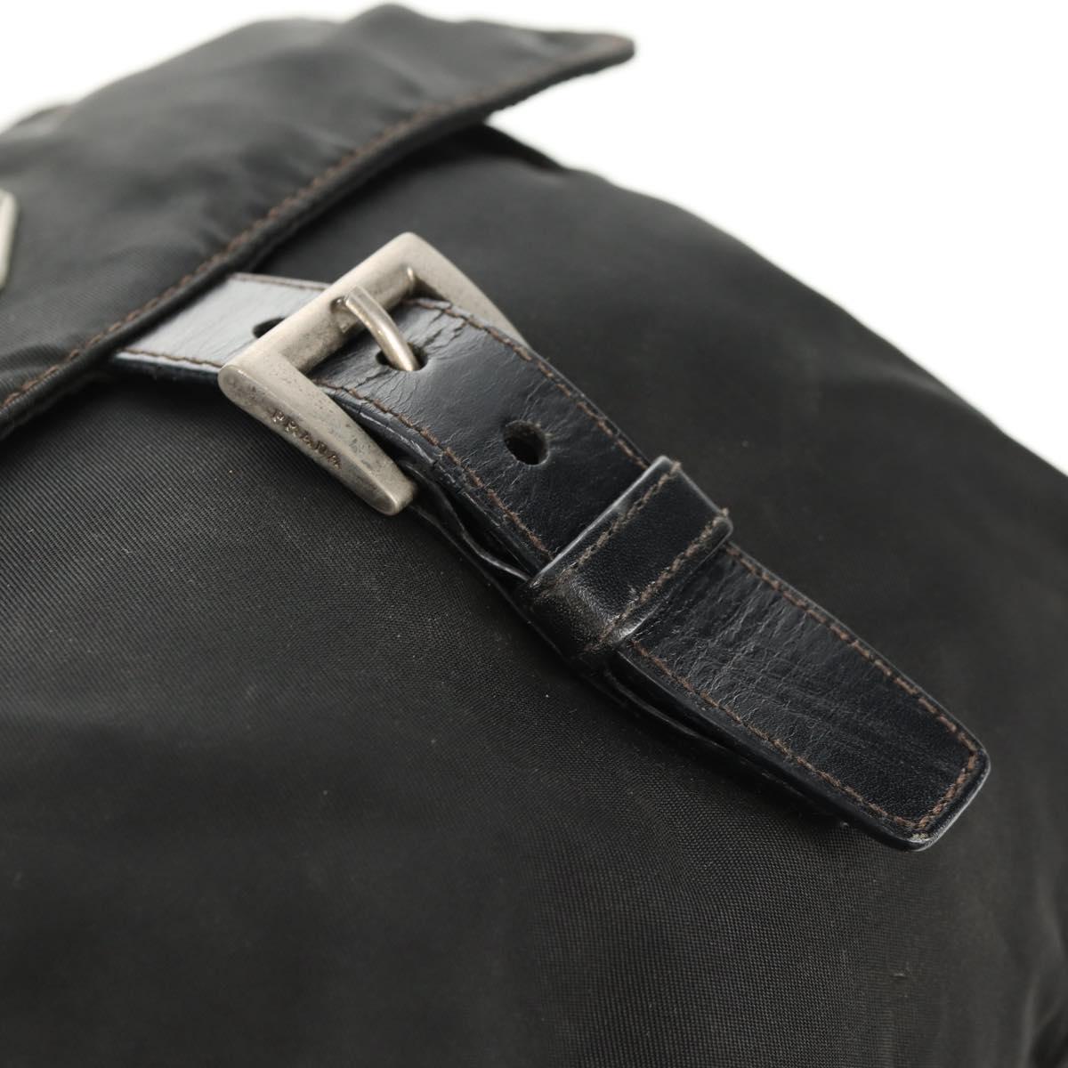 PRADA Shoulder Bag Nylon Silver Black Auth 158486