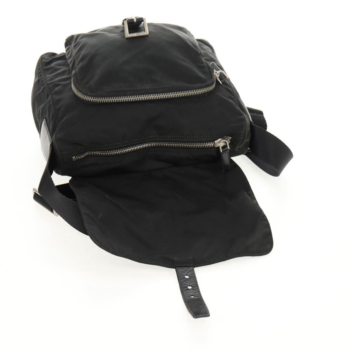 PRADA Shoulder Bag Nylon Silver Black Auth 158486