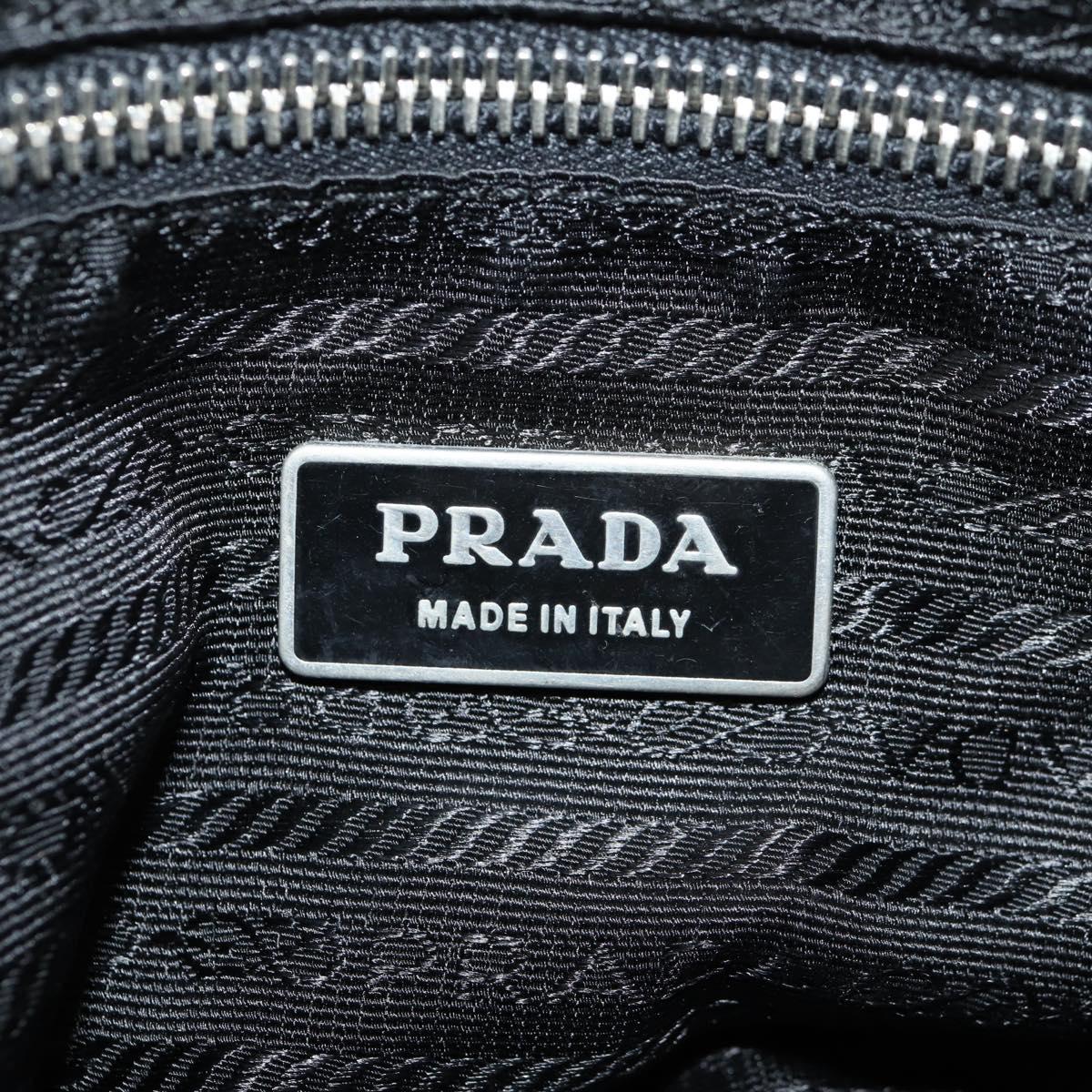 PRADA Shoulder Bag Nylon Silver Black Auth 158486