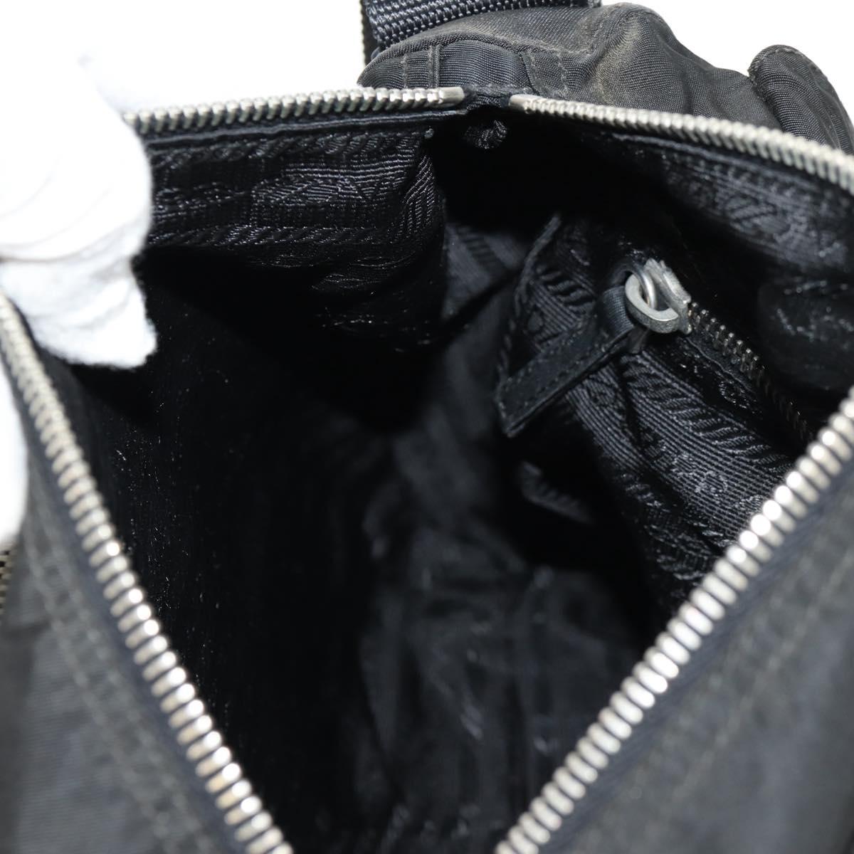 PRADA Shoulder Bag Nylon Silver Black Auth 158486
