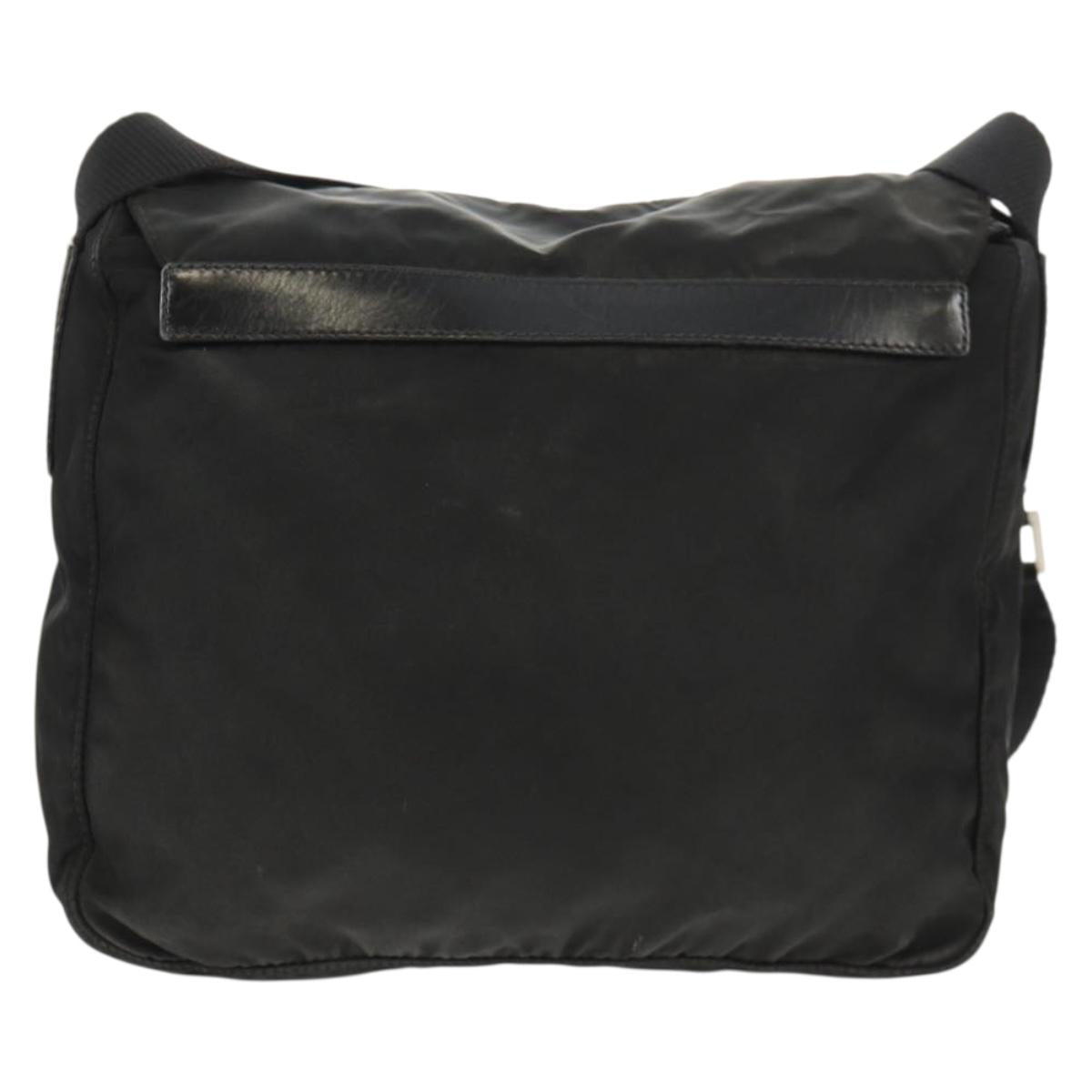 PRADA Shoulder Bag Nylon Silver Black Auth 158486
