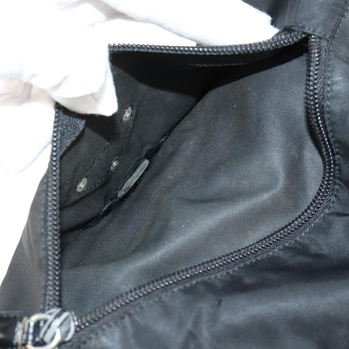 PRADA Shoulder Bag Nylon Silver Black Auth 158487