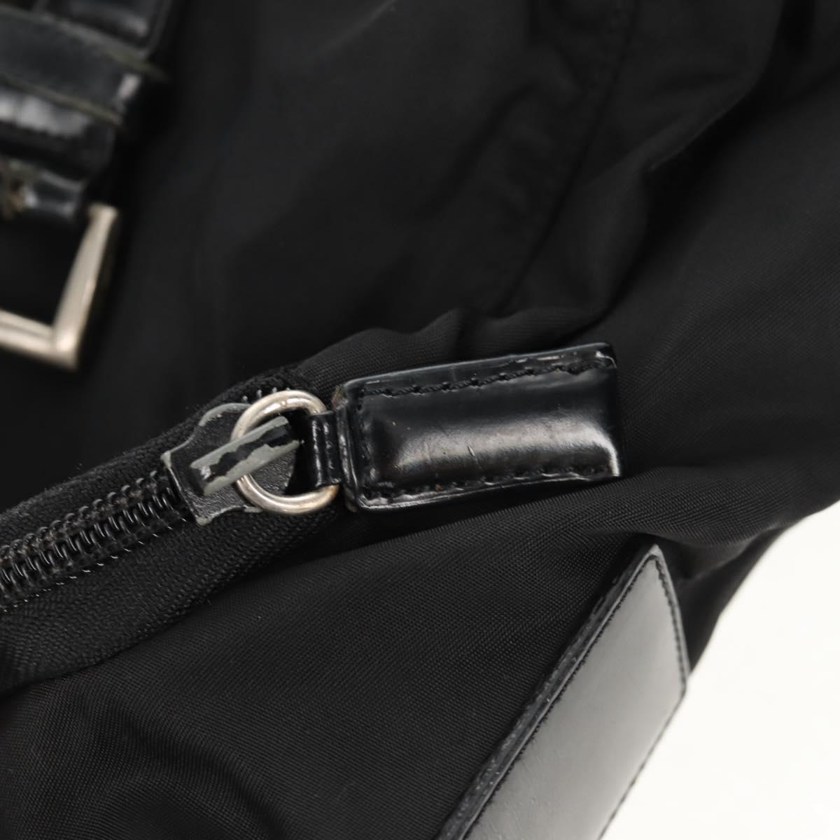 PRADA Shoulder Bag Nylon Silver Black Auth 158487