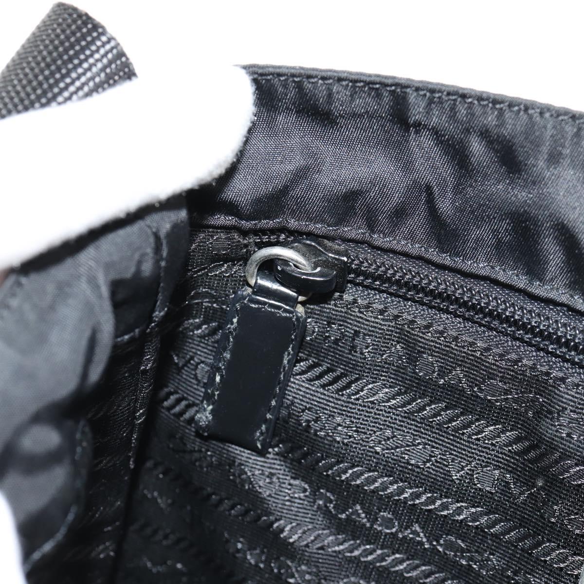 PRADA Shoulder Bag Nylon Silver Black Auth 158487