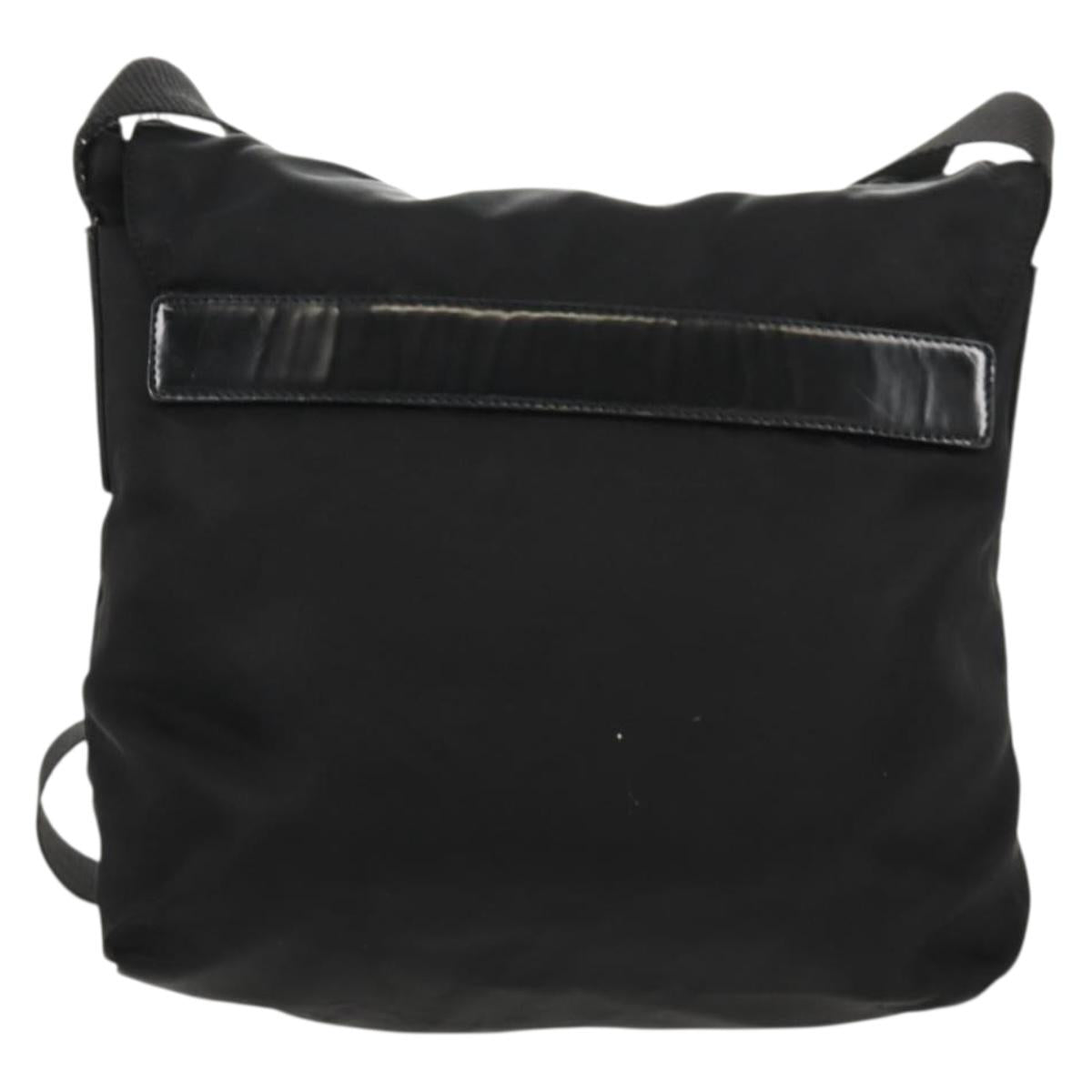 PRADA Shoulder Bag Nylon Silver Black Auth 158487