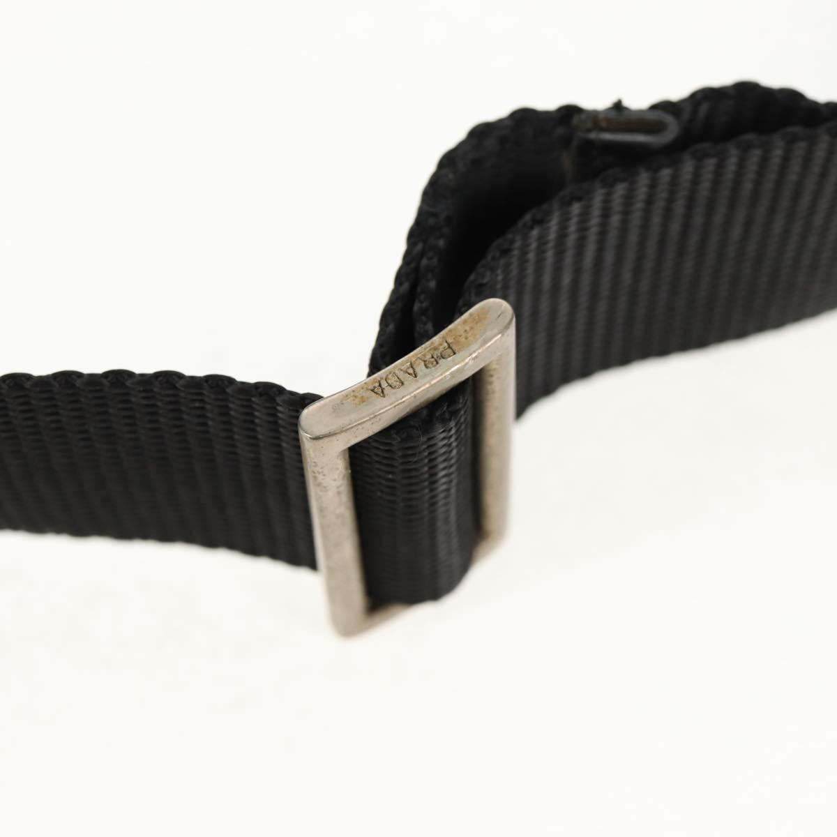 PRADA Shoulder Bag Nylon Silver Black Auth 158487