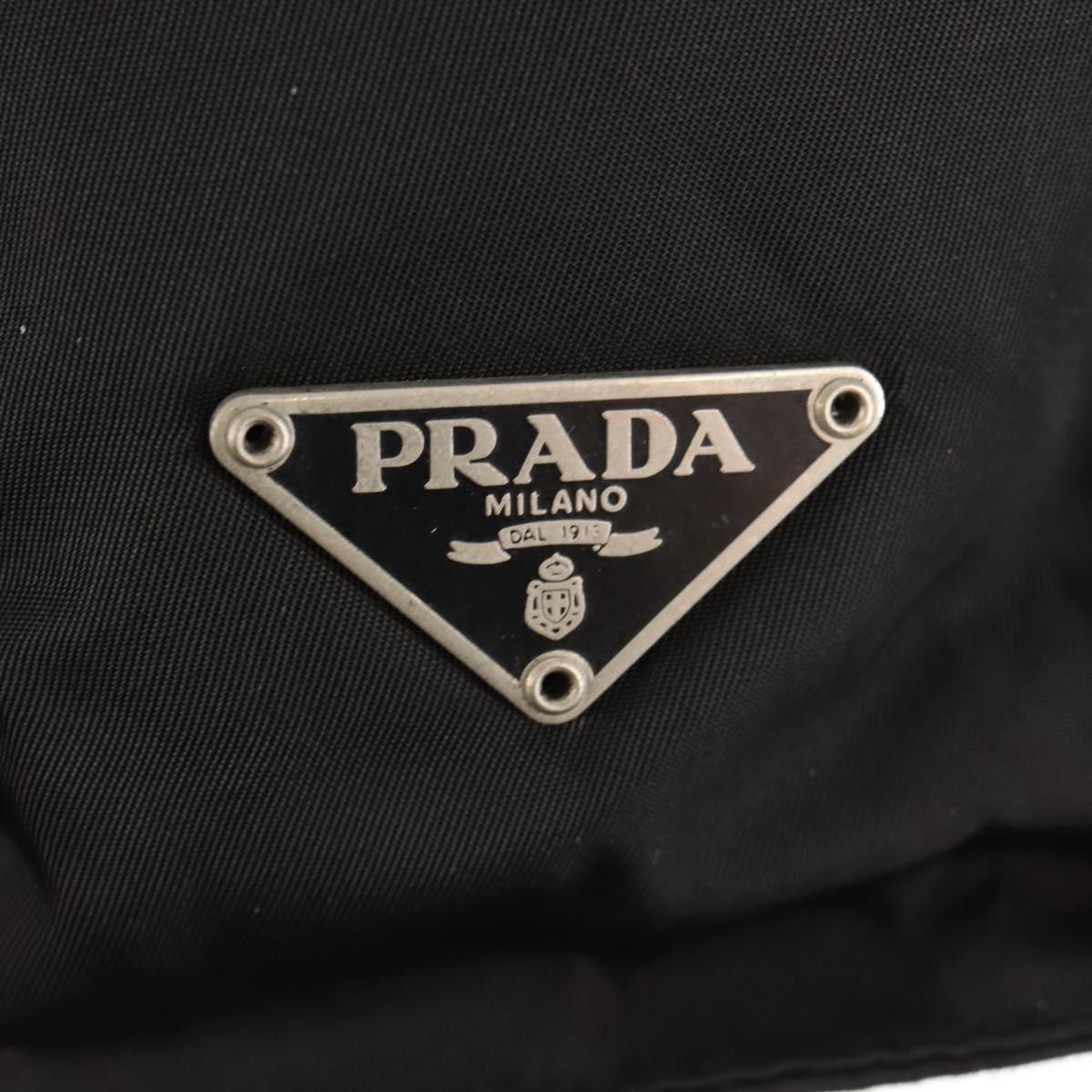 PRADA Tote Bag Nylon Black Silver Auth 158494