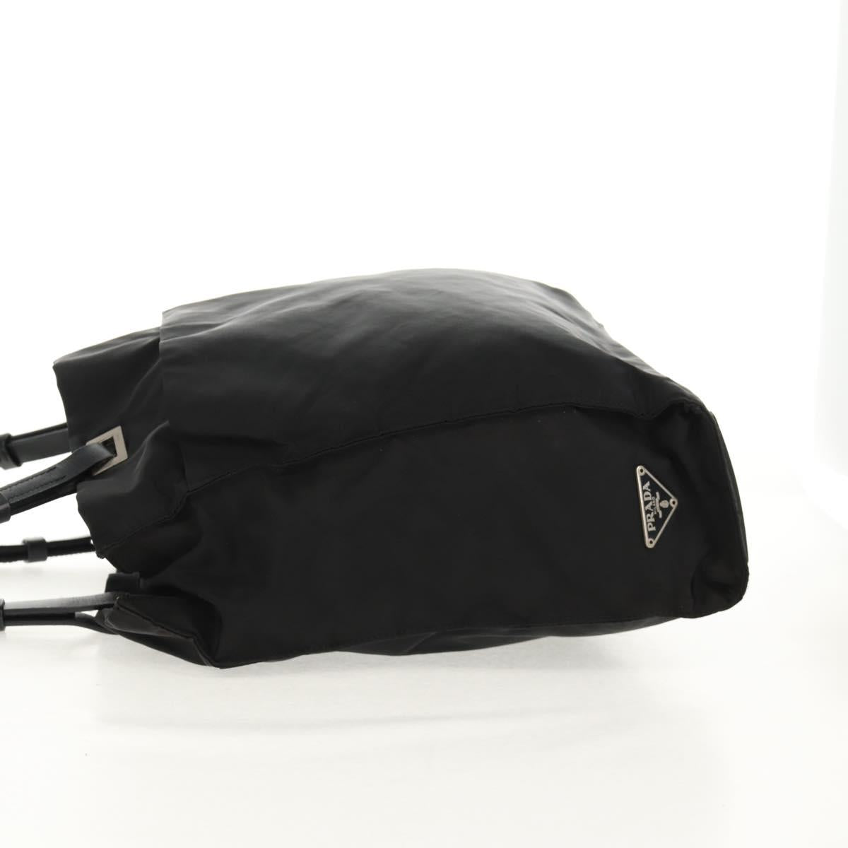 PRADA Tote Bag Nylon Black Silver Auth 158494