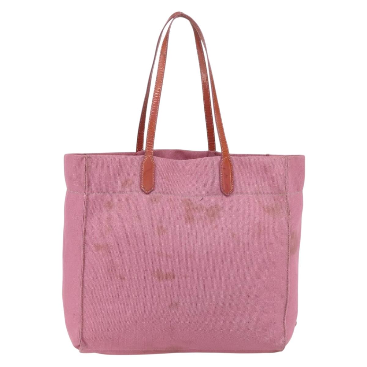 PRADA Tote Bag Canvas Pink Auth 158495