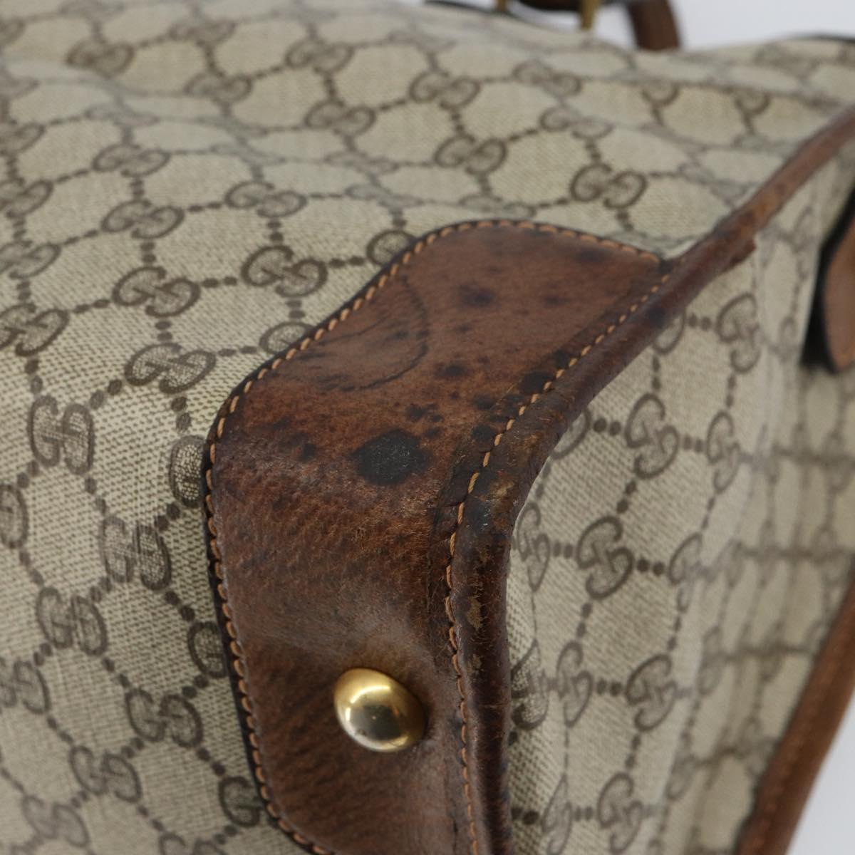 GUCCI GG Supreme Boston Bag PVC Old Gucci Beige Gold Auth 158499