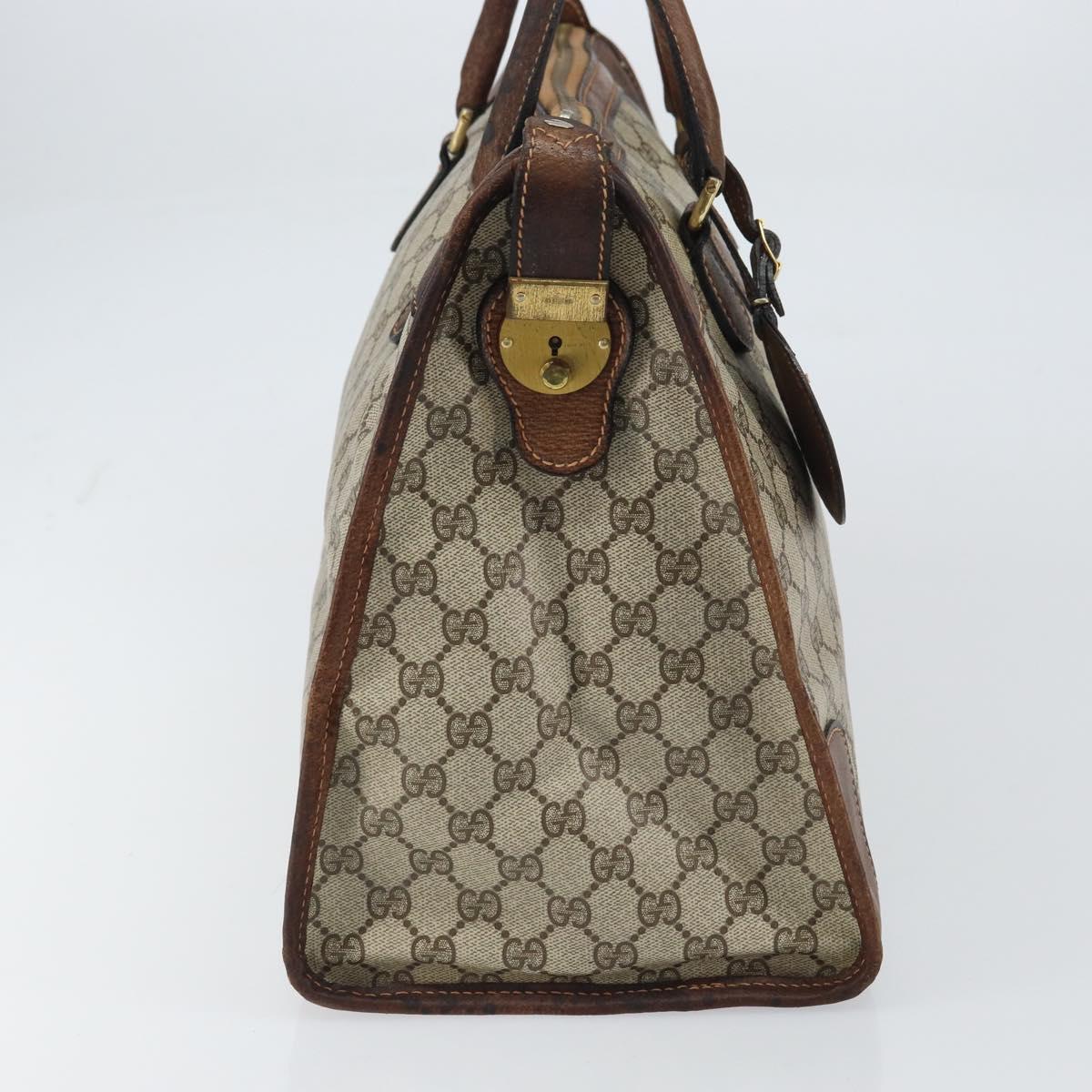 GUCCI GG Supreme Boston Bag PVC Old Gucci Beige Gold Auth 158499