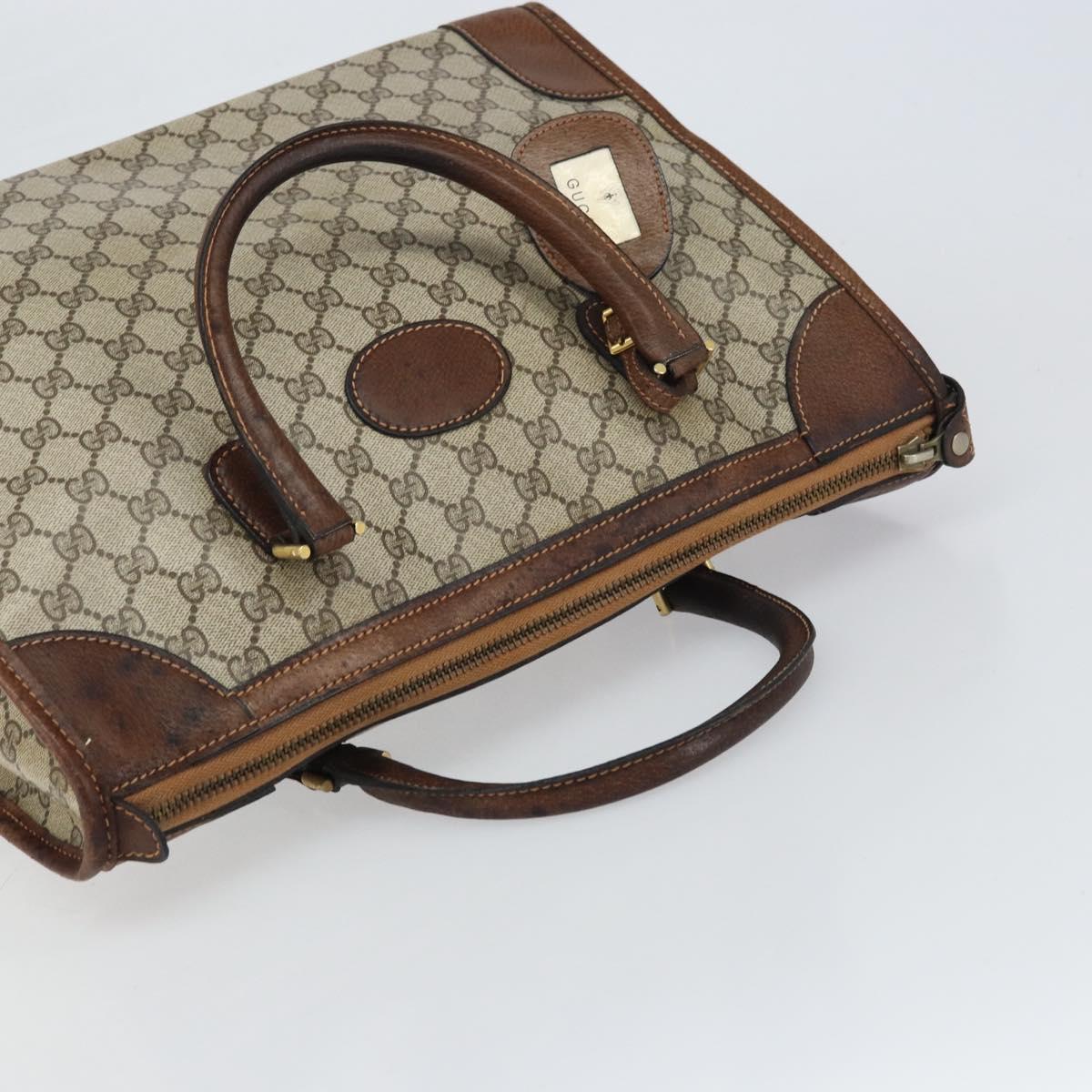 GUCCI GG Supreme Boston Bag PVC Old Gucci Beige Gold Auth 158499