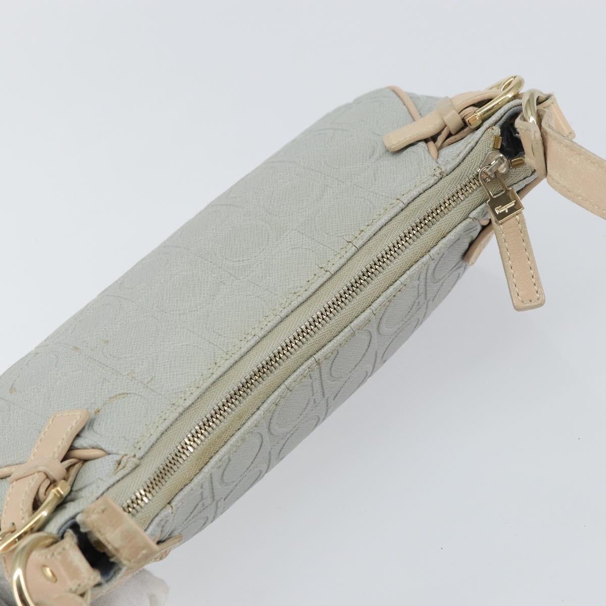 Salvatore Ferragamo Shoulder Bag Leather PVC Light Blue Gold Auth 158503