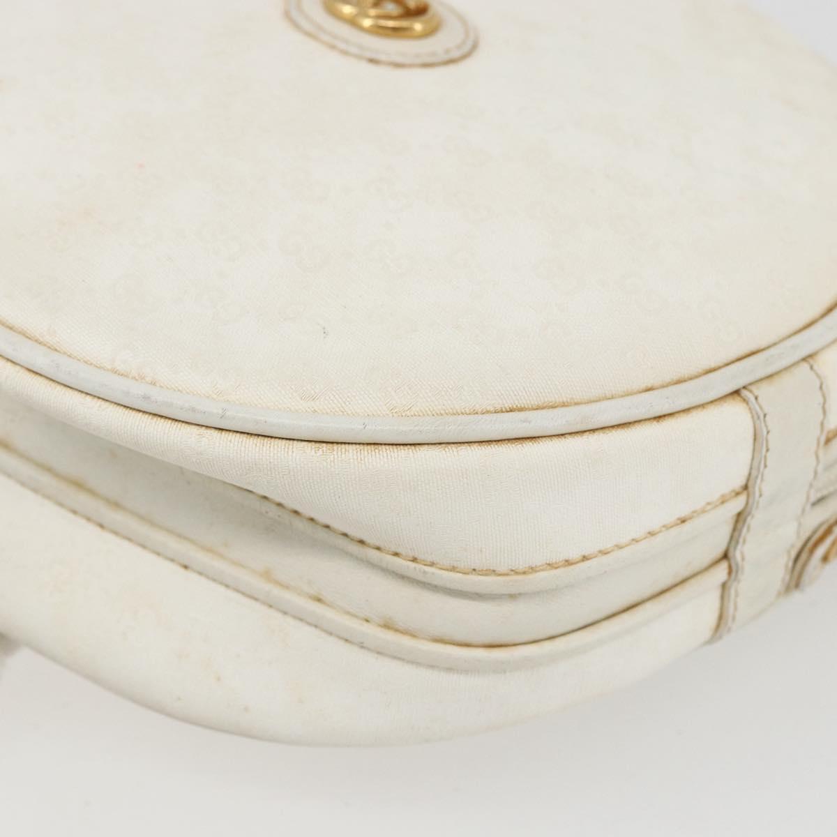 GUCCI Micro GG Supreme Shoulder Bag Leather White Gold 007 115 0088 Auth 158504