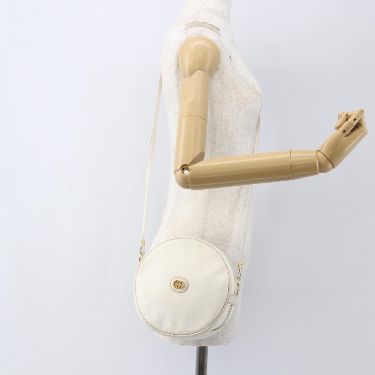GUCCI Micro GG Supreme Shoulder Bag Leather White Gold 007 115 0088 Auth 158504
